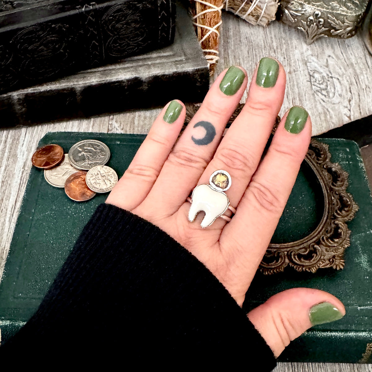 Lucky Penny Club - Tooth Fairy Ring Size 7 8 9 10 Fine Silver - Foxlark Collection FOXLARK