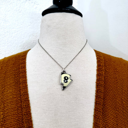 Playing Games - #8 Vintage Pool Ball Necklace Fine Silver - One of a Kind.