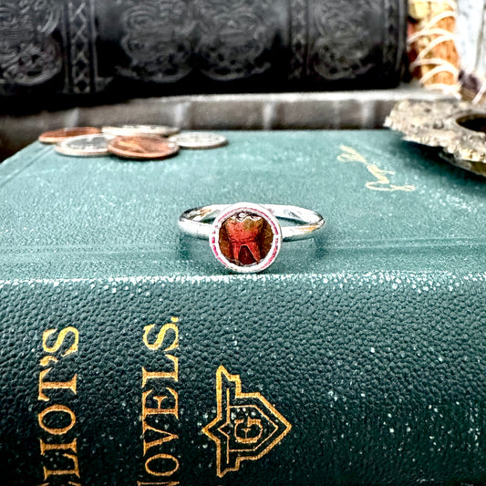 Lucky Penny Club - Brass Tooth Fairy Ring Size 7 8 9 10 Fine Silver - Foxlark Collection