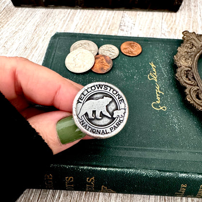 Lucky Penny Club - Vintage Collectible Yellowstone National Park Bear Token Ring Fine Silver Size 7 / One of a Kind