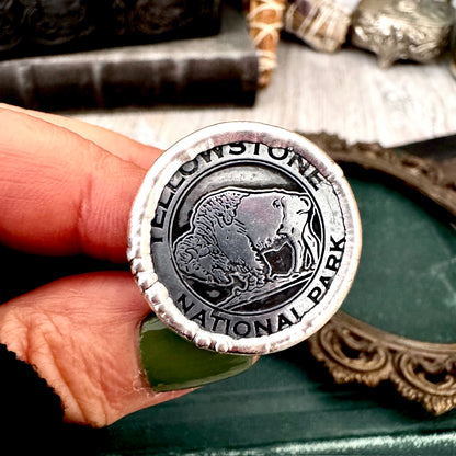 Lucky Penny Club - Vintage Collectible Yellowstone National Park Token Ring Fine Silver Size 10 / One of a Kind