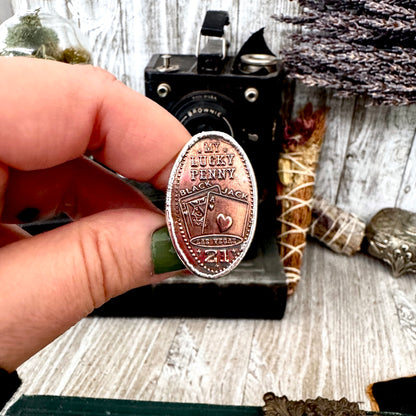 Lucky Penny Club -Vintage Las Vegas Pressed Penny Ring Fine Silver Size 7.5 / One of a Kind