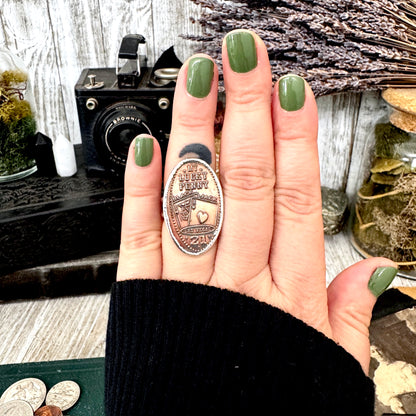 Lucky Penny Club -Vintage Las Vegas Pressed Penny Ring Fine Silver Size 7.5 / One of a Kind