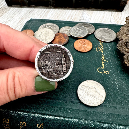 Lucky Penny Club - HOBO UFO London Coin Ring Fine Silver Size 9.5 / One of a Kind