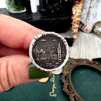 Lucky Penny Club - HOBO UFO London Coin Ring Fine Silver Size 9.5 / One of a Kind