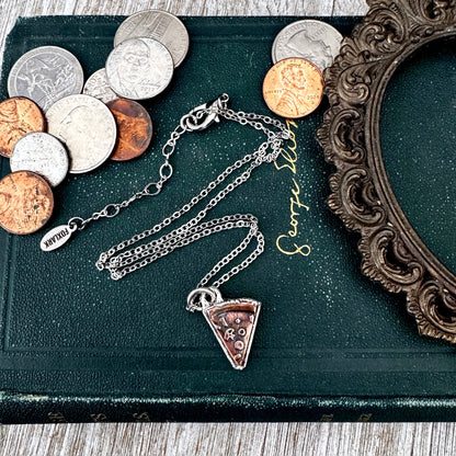 Lucky Penny Club - Copper Pizza Slice Necklace in Fine Silver - One of a Kind