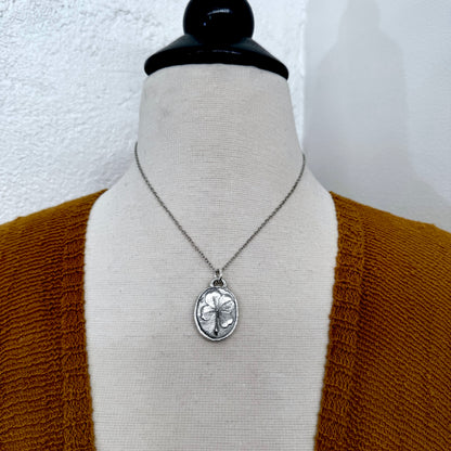 Lucky Penny Club - Four Leaf Clover Good Luck Necklace Fine Silver - One of a Kind