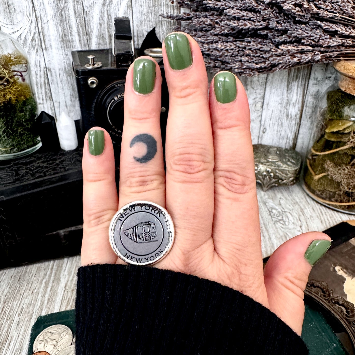 Lucky Penny Club - Vintage Collectible NYC Subway National Parks Token Ring Fine Silver Size 8 / One of a Kind
