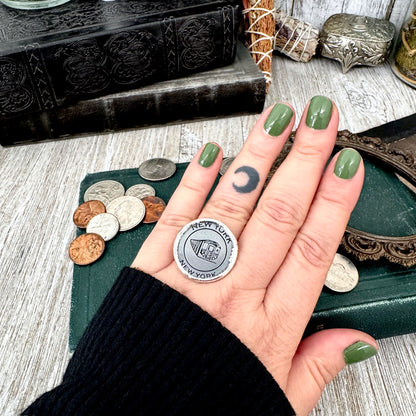 Lucky Penny Club - Vintage Collectible NYC Subway National Parks Token Ring Fine Silver Size 8 / One of a Kind