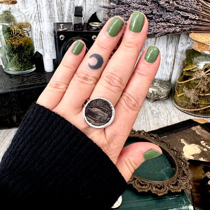 Lucky Penny Club - HOBO Nickel Vintage Truck Coin Ring Fine Silver Size 11 / One of a Kind