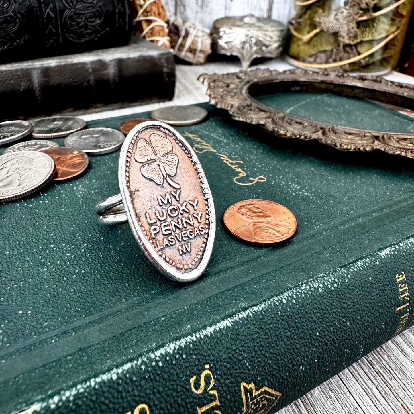 Lucky Penny Club - Vintage My Lucky Penny Pressed Penny Ring Fine Silver Size 10.5 / One of a Kind