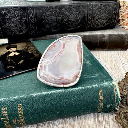 The Colossal Collection - Crazy Lace Agate Crystal Ring Fine Silver Size 8 / One of a Kind