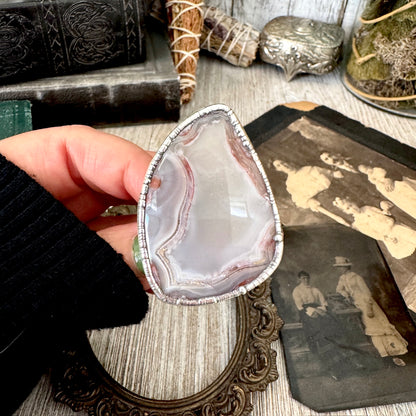 The Colossal Collection - Crazy Lace Agate Crystal Ring Fine Silver Size 8 / One of a Kind