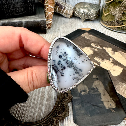 The Colossal Collection - Dendritic Agate Crystal Ring Set in Fine Silver Size 7.5 /One of a Kind