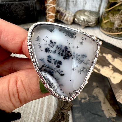 The Colossal Collection - Dendritic Agate Crystal Ring Set in Fine Silver Size 7.5 /One of a Kind