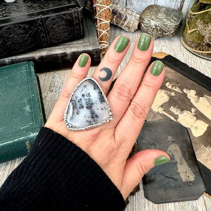 The Colossal Collection - Dendritic Agate Crystal Ring Set in Fine Silver Size 7.5 /One of a Kind