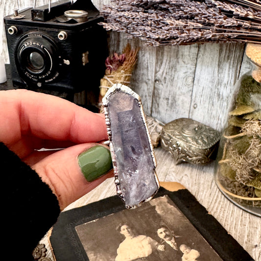 The Colossal Collection - Aqua Aura Quartz Crystal Ring Set in Fine Silver Size 10 / One of a Kind