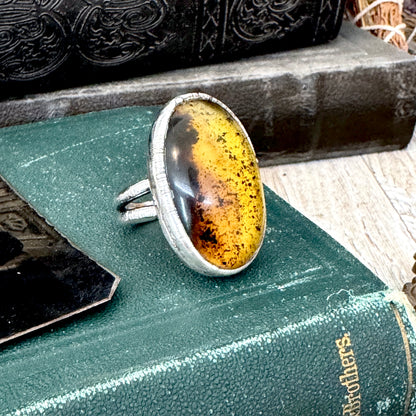 The Colossal Collection - Baltic Amber Ring Fine Silver Size 7.5 / One of a Kind
