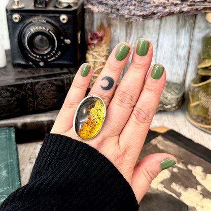 The Colossal Collection - Baltic Amber Ring Fine Silver Size 7.5 / One of a Kind