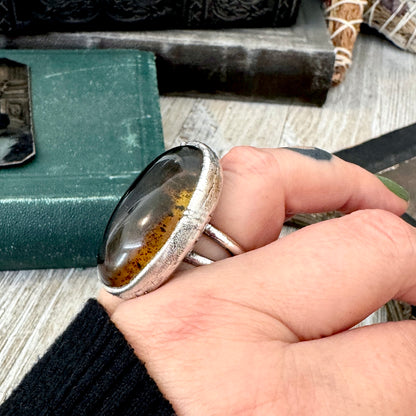 The Colossal Collection - Baltic Amber Ring Fine Silver Size 7.5 / One of a Kind