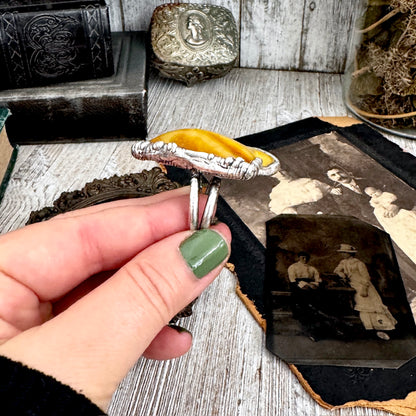 The Colossal Collection - Raw Baltic Amber Crystal Ring Fine Silver Size 10 / Foxlark Collection - One of a Kind