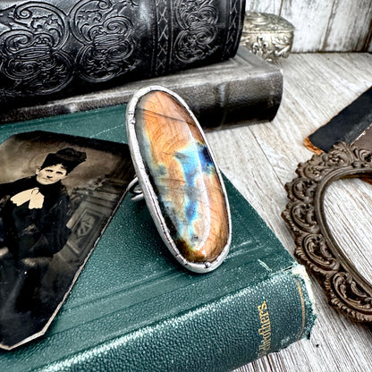 The Colossal Collection - Labradorite Crystal Ring Fine Silver Size 10 / Foxlark Collection - One of a Kind
