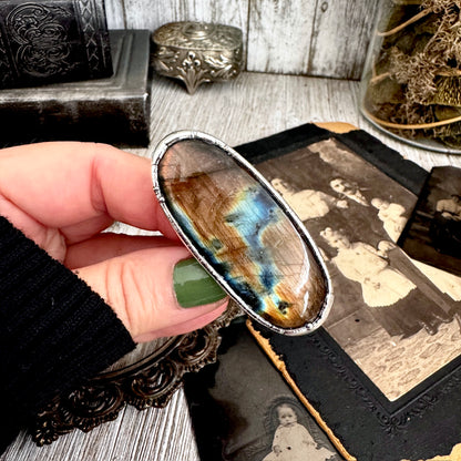 The Colossal Collection - Labradorite Crystal Ring Fine Silver Size 10 / Foxlark Collection - One of a Kind