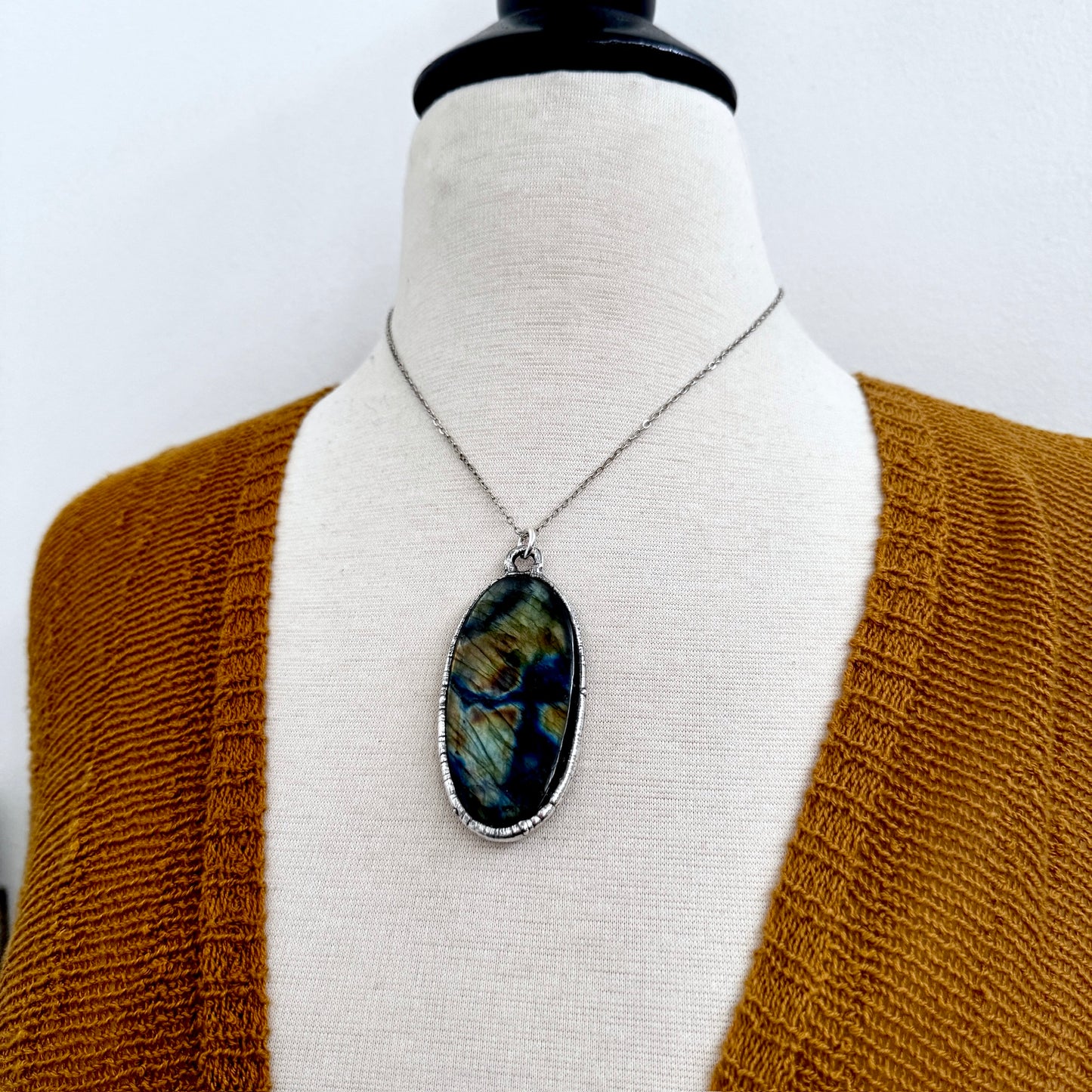 The Colossal Collection - Blue Labradorite Necklace in Fine Silver / One of a Kind