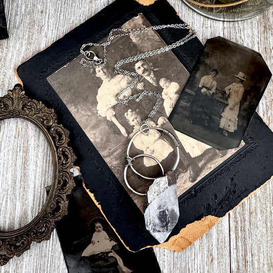 The Colossal Collection - Raw Aqua Aura Quartz Crystal  Necklace in Fine Silver / One of a Kind