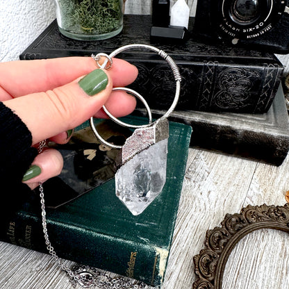The Colossal Collection - Raw Aqua Aura Quartz Crystal  Necklace in Fine Silver / One of a Kind
