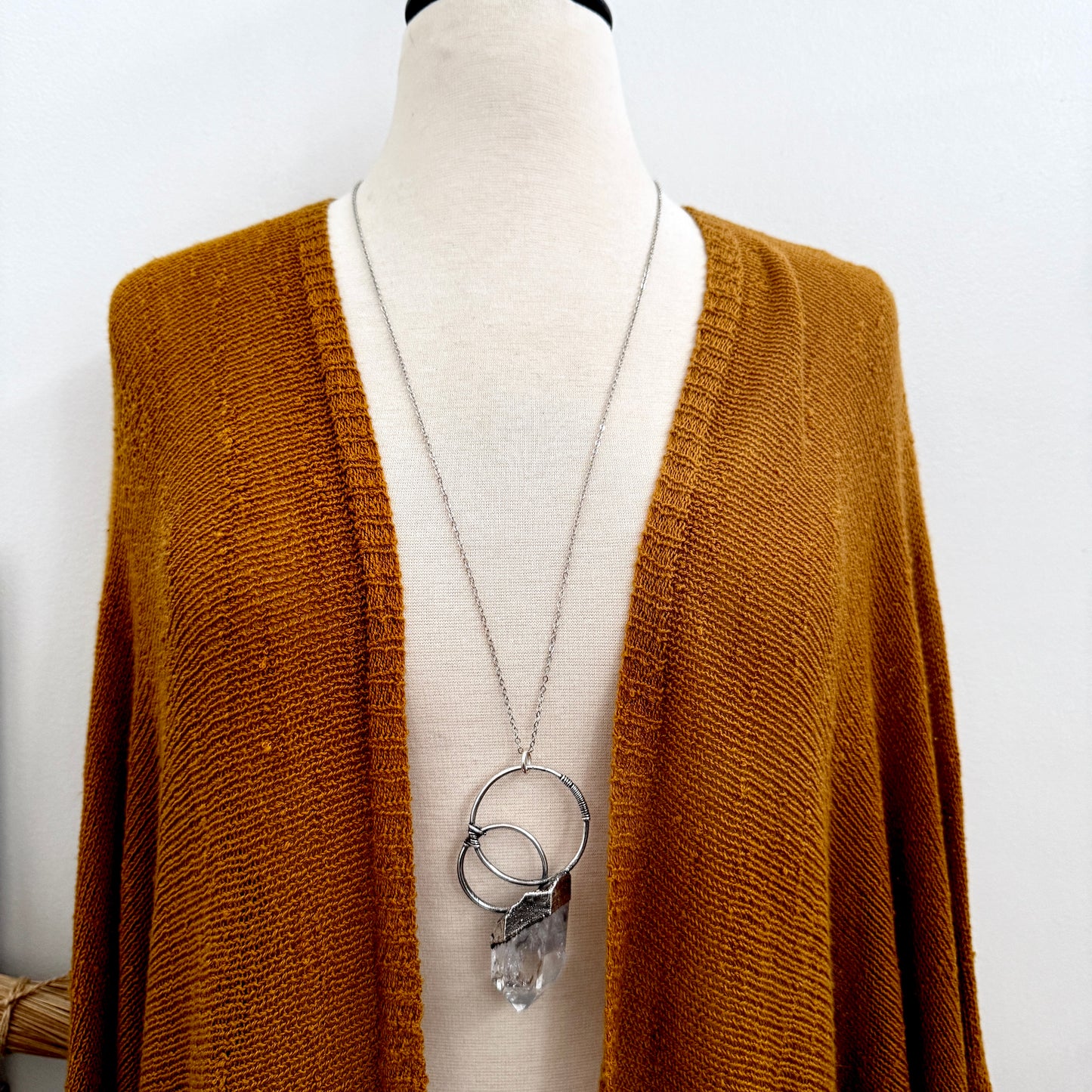 The Colossal Collection - Raw Aqua Aura Quartz Crystal  Necklace in Fine Silver / One of a Kind