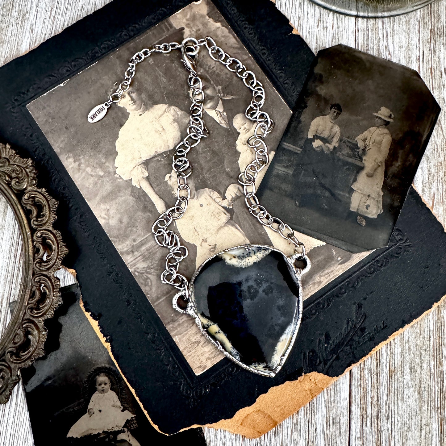 The Colossal Collection - Dendritic Agate Crystal Necklace Fine Silver / Foxlark Collection