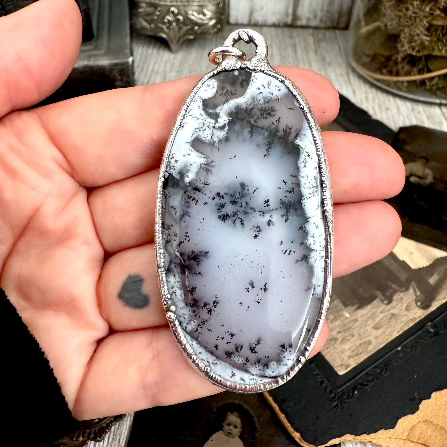 The Colossal Collection - Dendritic Agate Crystal Necklace Fine Silver / One of a Kind