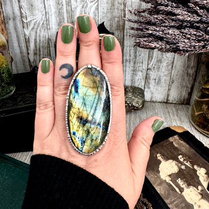 The Colossal Collection - Labradorite Crystal Ring Fine Silver Size 9 / One of a Kind FOXLARK