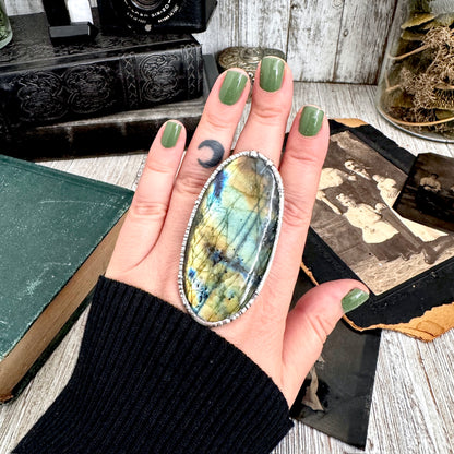 The Colossal Collection - Labradorite Crystal Ring Fine Silver Size 9 / One of a Kind FOXLARK