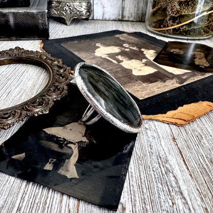 The Colossal Collection - Labradorite Crystal Ring Fine Silver Size 8 / Foxlark Collection - One of a Kind