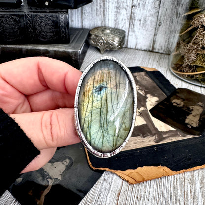 The Colossal Collection - Labradorite Crystal Ring Fine Silver Size 8 / Foxlark Collection - One of a Kind