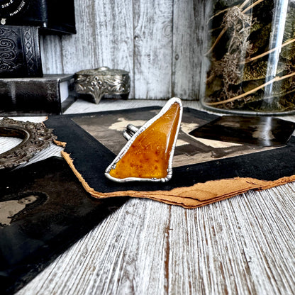 The Colossal Collection - Raw Baltic Amber Ring Fine Silver Size 11 /  One of a Kind