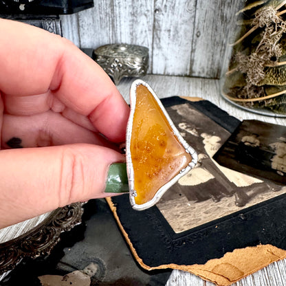 The Colossal Collection - Raw Baltic Amber Ring Fine Silver Size 11 /  One of a Kind