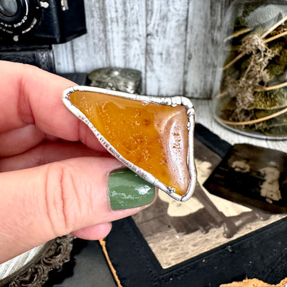 The Colossal Collection - Raw Baltic Amber Ring Fine Silver Size 11 /  One of a Kind