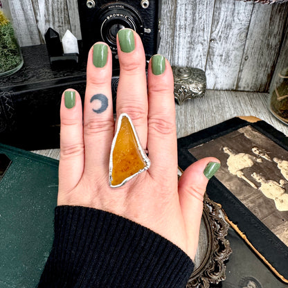 The Colossal Collection - Raw Baltic Amber Ring Fine Silver Size 11 /  One of a Kind