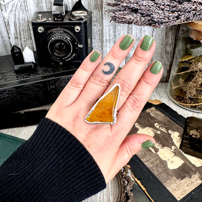 The Colossal Collection - Raw Baltic Amber Ring Fine Silver Size 11 /  One of a Kind