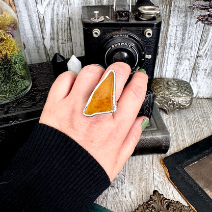 The Colossal Collection - Raw Baltic Amber Ring Fine Silver Size 11 /  One of a Kind
