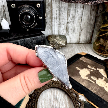 The Colossal Collection - Aqua Aura Quartz Crystal Ring Set in Fine Silver Size 8 / One of a Kind