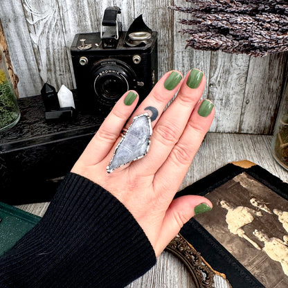 The Colossal Collection - Aqua Aura Quartz Crystal Ring Set in Fine Silver Size 8 / One of a Kind