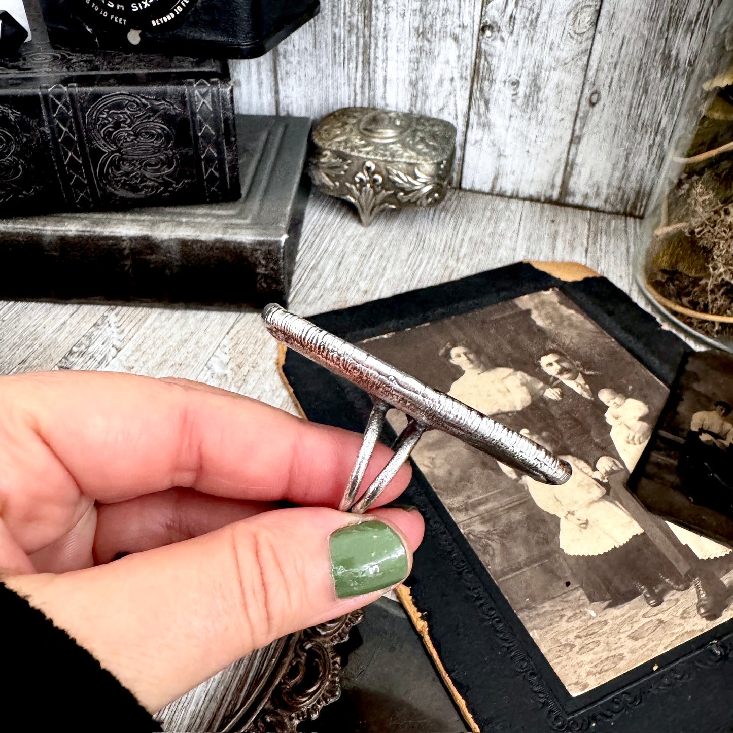 The Colossal Collection - Montana Moss Agate Crystal Ring Fine Silver Size 10.5 /One of a Kind