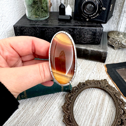 The Colossal Collection - Red Banded Agate Crystal Ring Fine Silver Size 9 / One of a Kind