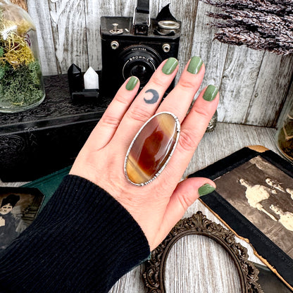 The Colossal Collection - Red Banded Agate Crystal Ring Fine Silver Size 9 / One of a Kind
