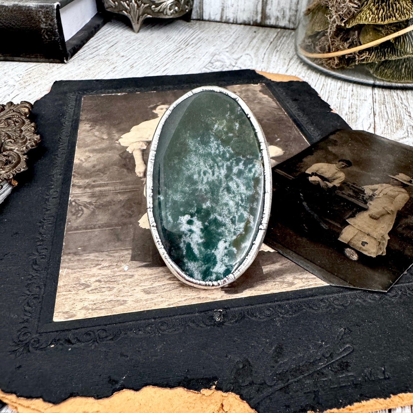 The Colossal Collection - Bloodstone Statement Ring Size 10 Fine Silver / One Of A Kind FOXLARK