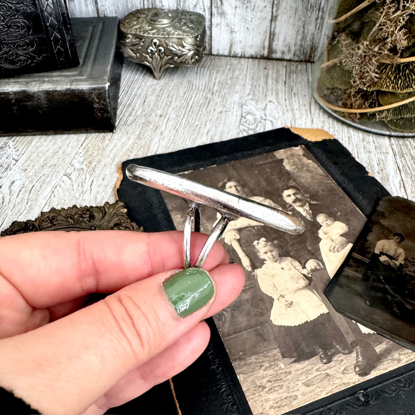 The Colossal Collection - Bloodstone Statement Ring Size 10 Fine Silver / One Of A Kind FOXLARK